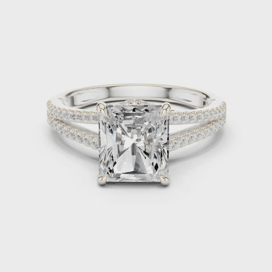 2.8 Carat Double Band Emerald Cut Moissanite Ring