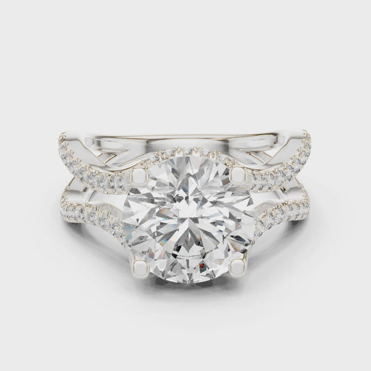 3.8 Carat Fancy Round Cut Moissanite Ring