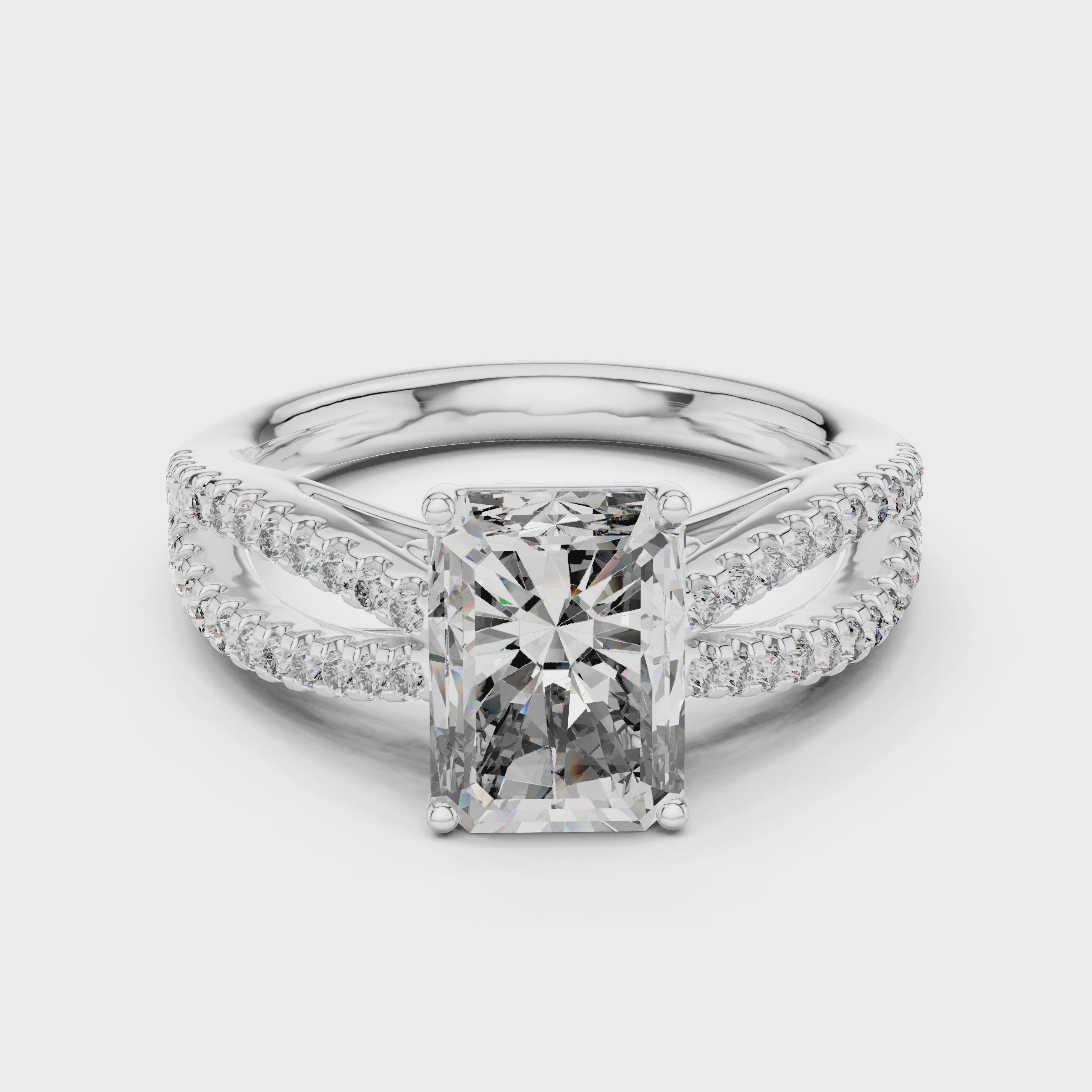 2.4 Carat Emerald Cut Moissanite Ring